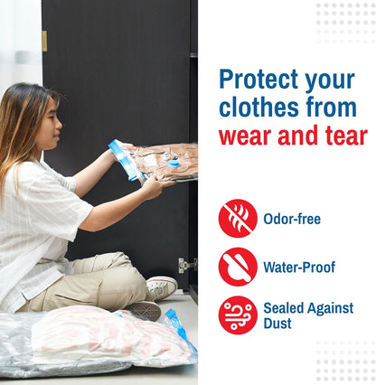 5 Pack Small Vacuum Storage Bags for Comforters, Blankets & Clothes, Vacuum Sealed Compression Bags