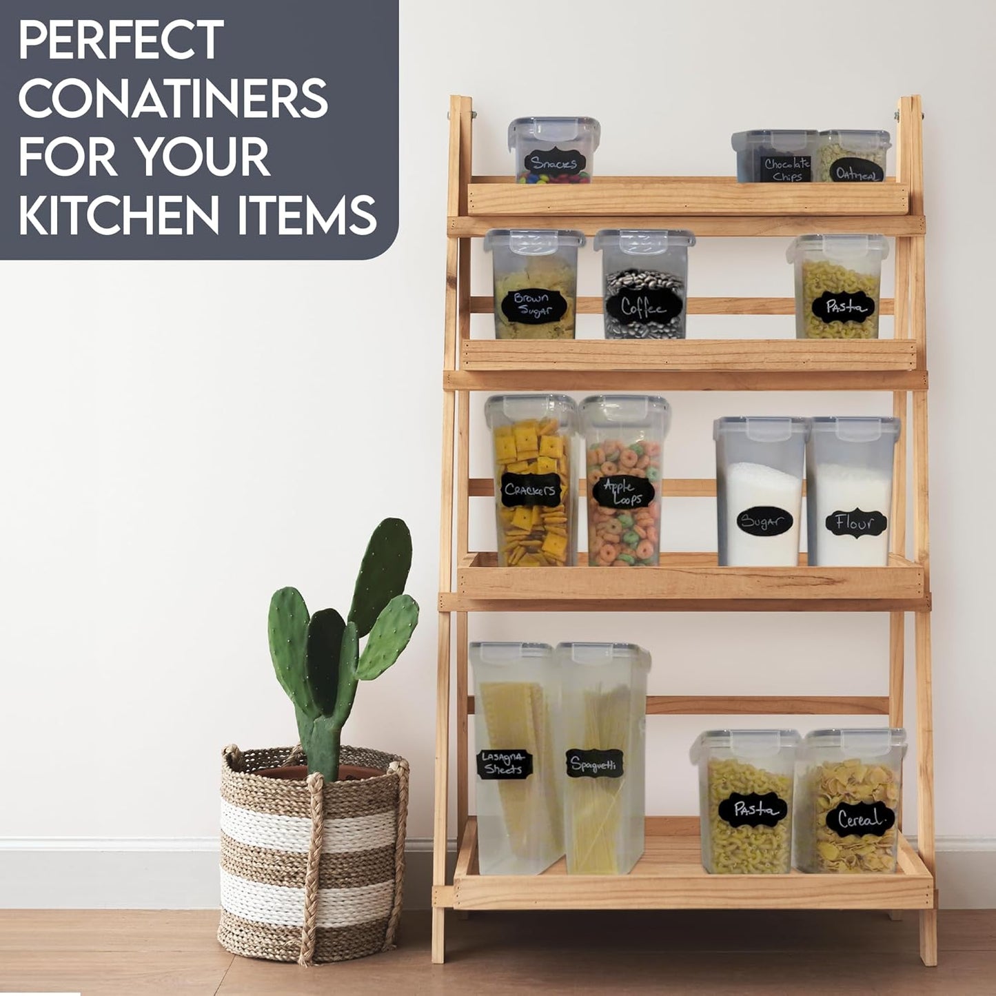 Kitchen Pantry Organizers and Storage - Airtight Food Storage Container Set, 14 Pcs BPA Free Plastic Dry Food Canisters