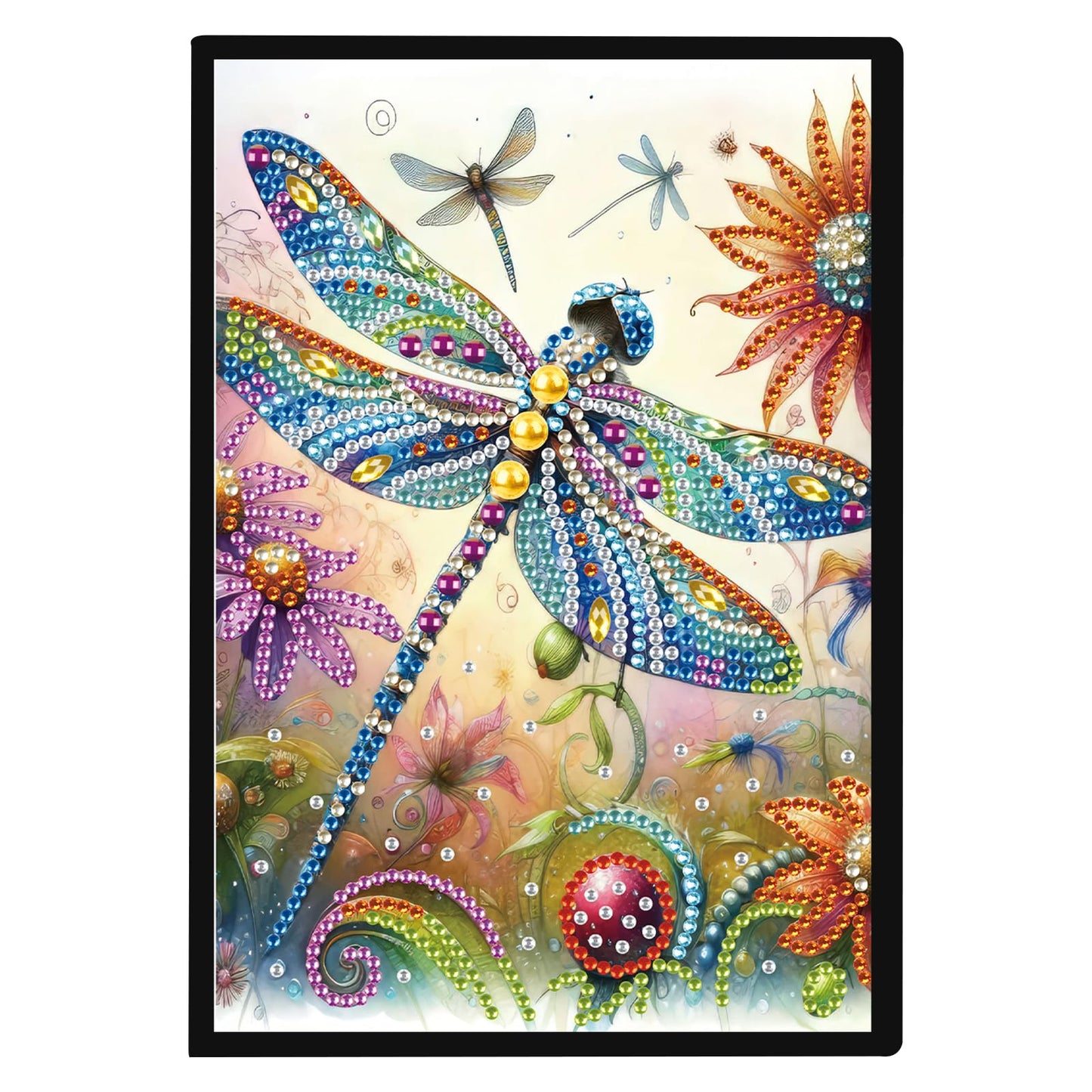 JISHSHAY Diamond Art Notebook Journal Diamond Painting Note Book Gem Art Sketchbook Gem Painting Diary Mosaic Kits for Adults Blank Notebook with Special Drills 14.5×21cm/5.7×8.26in Dragonfly