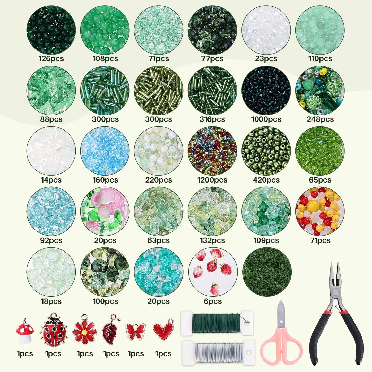 LUFEEMGA Beaded Plant Kit, 5488Pcs Forever Plant Kit with Green Glass Beads, Leaf Beads for Plant Making, Jewelry Making, DIY Craft, Perfect for Mother's Day, Christmas,Gifts ASIN B0GSQFKC1W