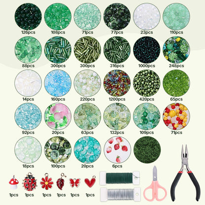 LUFEEMGA Beaded Plant Kit, 5488Pcs Forever Plant Kit with Green Glass Beads, Leaf Beads for Plant Making, Jewelry Making, DIY Craft, Perfect for Mother's Day, Christmas,Gifts ASIN B0GSQFKC1W