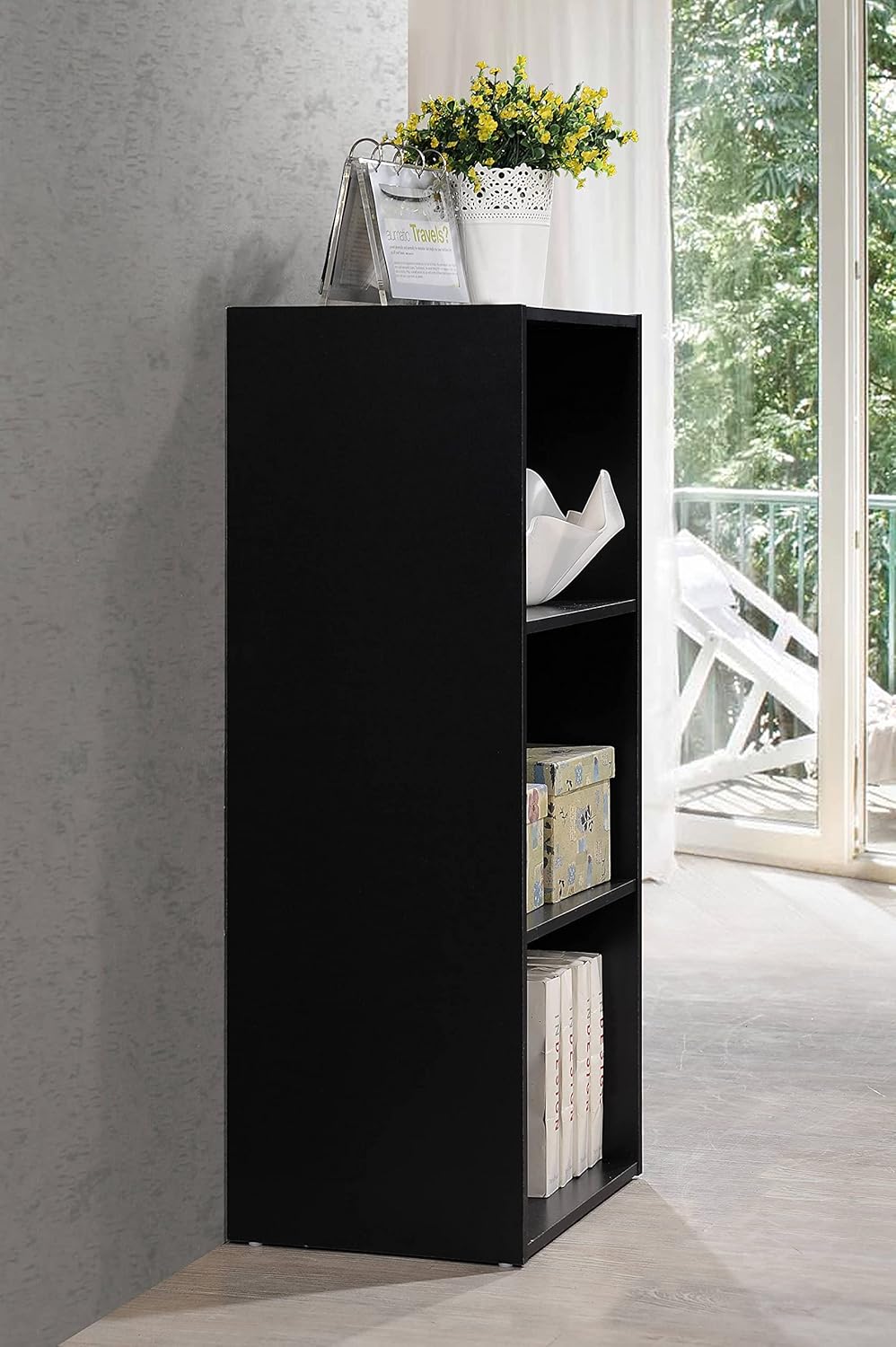 Hodedah Import Black 3 Shelf Bookcase