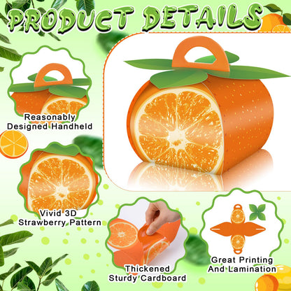 TaoBary 36 Pieces Orange Fruit Party Favor Boxes Summer Citrus Orange Slice Candy Treat Box 3D Mini Goodie Gift Bags Party Decorations Supplies for Summer Fruit Themed Birthday Baby Shower