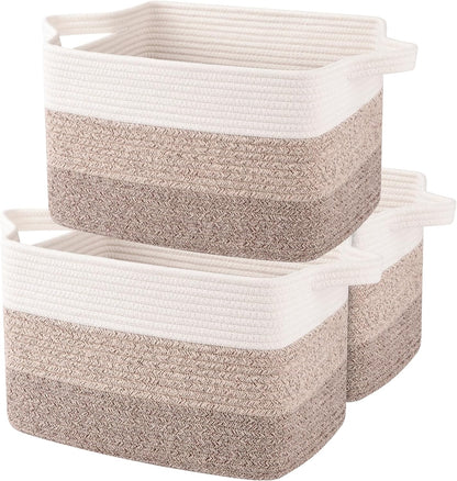 OIAHOMY Woven Storage Baskets - Cotton Rope Baskets for Toys & Towels | Pack of 3, Gradient Yellow