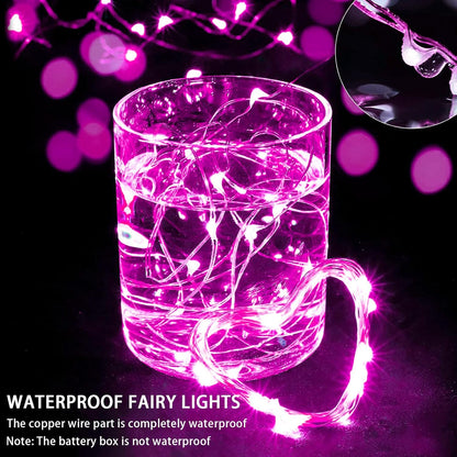 Skiennix 20 LED Pink Fairy Lights - 7Ft Twinkle String Lights | Battery Operated & Waterproof for Parties, Weddings, Christmas, Valentine's Day Centerpieces
