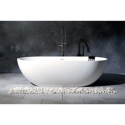 Aqua Eden VRTRS703520 Arcticstone 70-Inch Solid Surface White Stone Freestanding Tub with Drain, Matte White