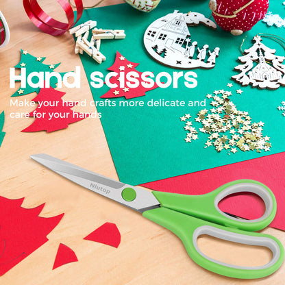 Scissors Bulk Set of 5-Pack, Niutop 8" Multipurpose Sharp Sewing Craft Fabric Scissors for Office Home High/Middle School Student Office Teacher Art Supplies, Soft Comfort-Grip Right/Left Handles