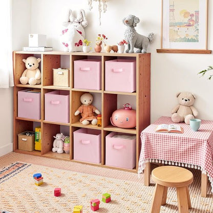 Cupic Cupid Storage Cubes - 11x11 Open Bins with Handles | 6-Pack Collapsible Organizer for Clothes & Toys - Pink