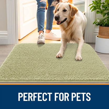 OLANLY Dog Door Mat - Absorbent Non-Slip Washable Doormat for Muddy Paws | 36x24, Quick Dry Chenille, Vanilla