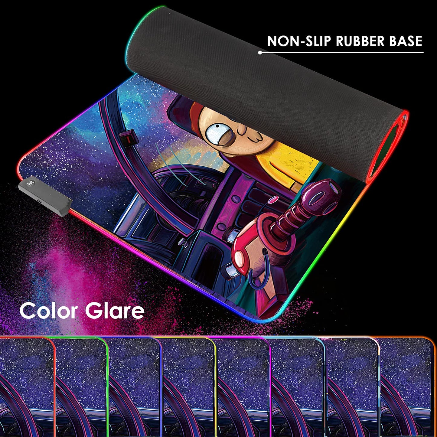 Envysun RGB Mouse Pad LED Light Gaming Mouse Pad with Rubber Base Colorful Computer Carpet Desk Mat for PC Laptop (800x300mm feidie)