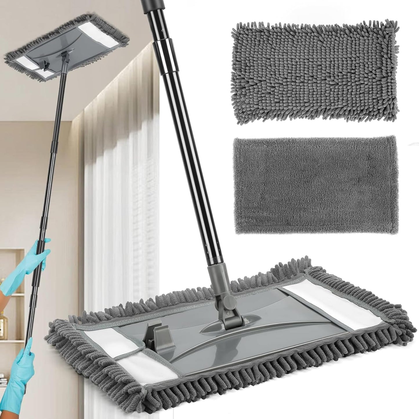 19" Wall Cleaner Mop with Long Handle for Wall Ceilings Floor Cleaning
