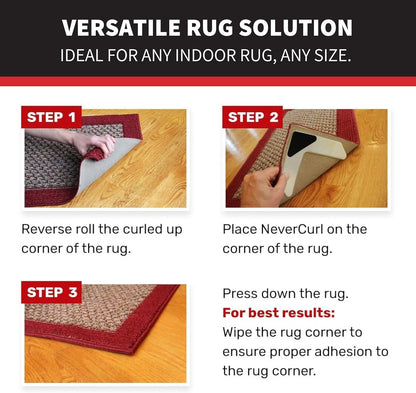 StepNGrip Rug Corner Grippers 4-Pack, Reusable Carpet Grip Pads to Hold Rugs in Place, 6.5 x 6.5 Inches