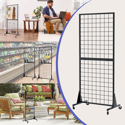 DEYEGELEA 2-Pack 2'x5.5' Ft Gridwall Panel Display Stands 2'x5.5' Ft, Heavy Duty Floor Standing Retail Display Rack with Triangle Base for Retail Art Show