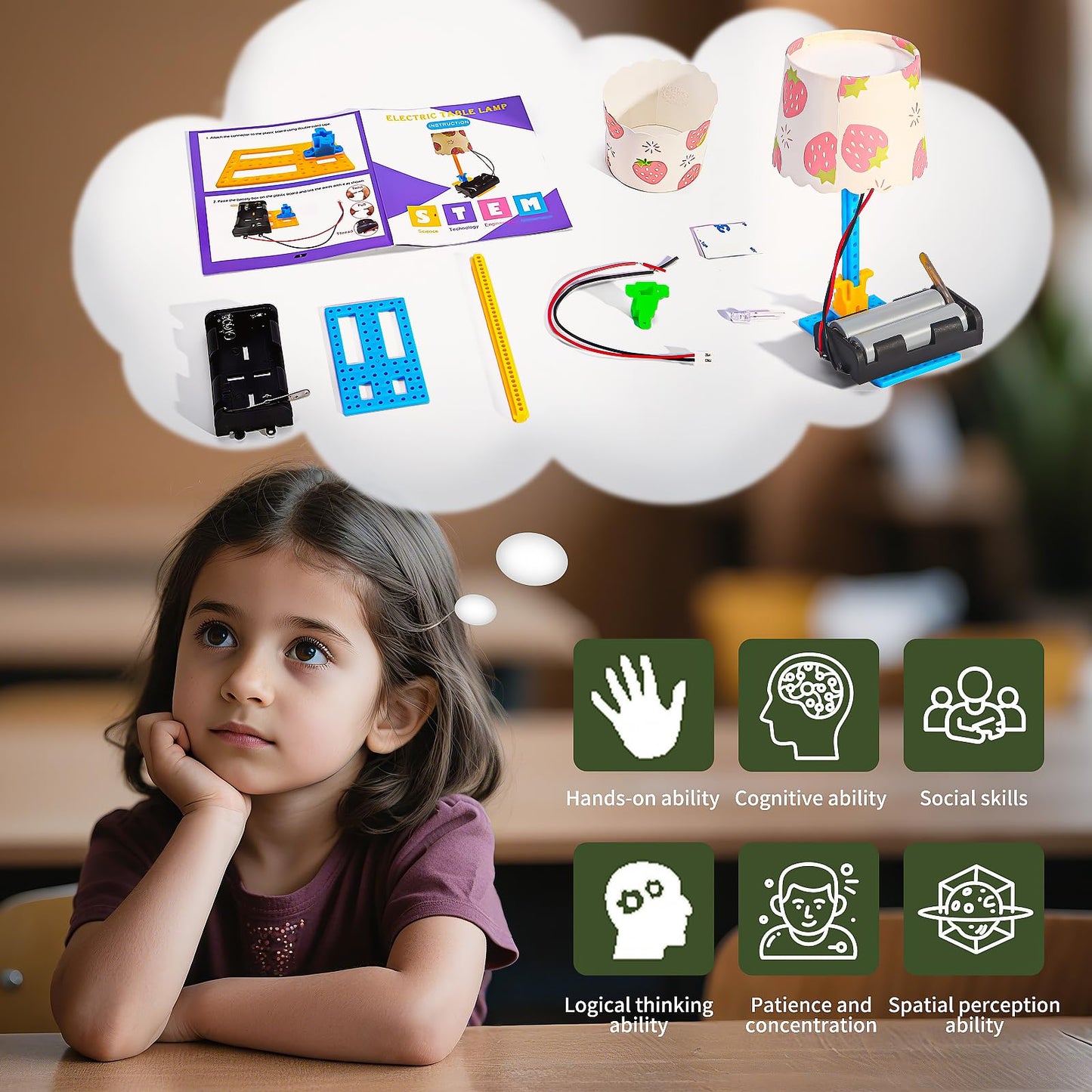 Bulk STEM Kits - 8 Set Electric Light Engineering Circuit Kit, Science Experiments Building Toys for Ages 8-12, STEM Girls Boys Arts and Crafts, Table Lamps for Kids Activities 8-10 10-12 14