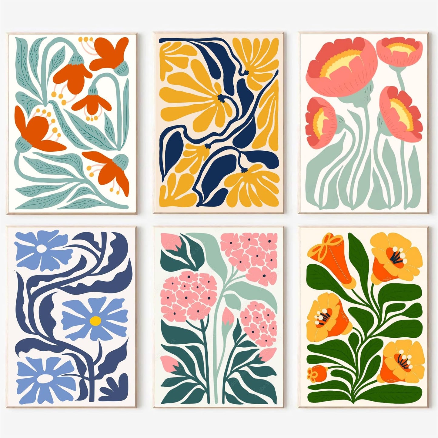 6 Pack Paint by Numbers Kit for Adults and Kids Beginner, Flower Adult Paint by Number Kits on Canvas, Easy Flowers DIY Acrylic Oil Painting by Numbers Kits Perfect for Home Wall Decor 8 x 12 Inch