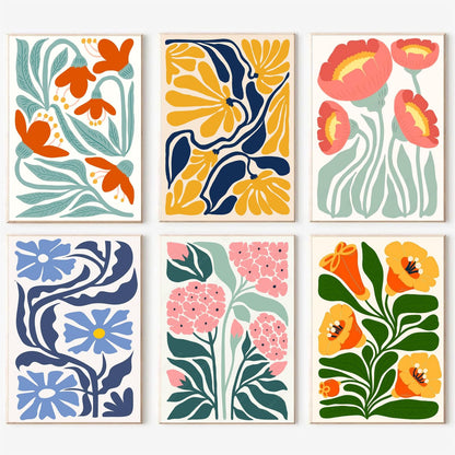 6 Pack Paint by Numbers Kit for Adults and Kids Beginner, Flower Adult Paint by Number Kits on Canvas, Easy Flowers DIY Acrylic Oil Painting by Numbers Kits Perfect for Home Wall Decor 8 x 12 Inch