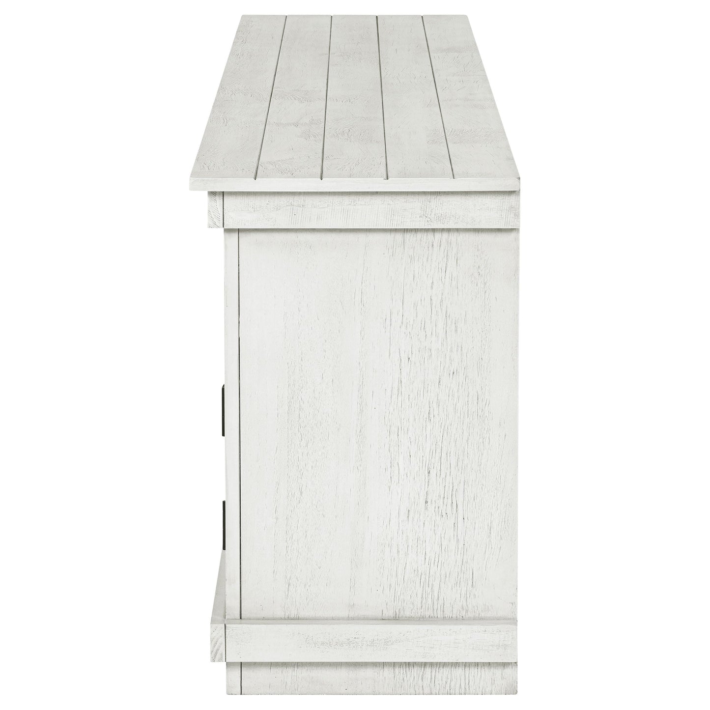 Coaster Home Furnishings - Payne - Wood - TV Stand with Two Door Cabinets, Open Shelves, Six Compartments and Farmhouse Style - Living Room - 70-Inch - Distressed White - 710053