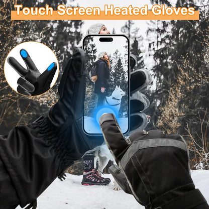 Rabbitroom Upgraded 5V 6000mAh Rechargeable Heated Gloves for Men Women, 3 Heating Levels Waterproof Non-Slip Design Ideal Hand Warmers Perfect for Hunting Skiing Driving Fishing Outdoor Work(Medium)