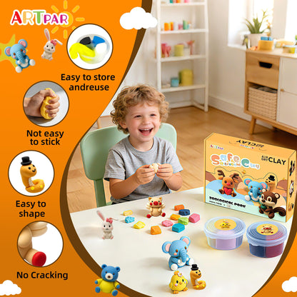 ARTPAR Air Dry Clay Kit for Kids-12 Animals Modeling Magic Clay,DIY Art Crafts Molding Clay Set,Ultra Light & Soft, Safe & Non-Stick with Sculpting Tools & Tutorials, Unique Gifts for Boys & Girls