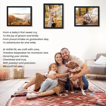 AURALYN Wall Frames 11x14 Picture Frame Set of 3 – Fits 8x10 with Mat or 11x14 Without Mat – Wood Grain, Easy to Hang, Finger-Friendly, Includes Hanging Kit (Black Frames, 3 Pack)