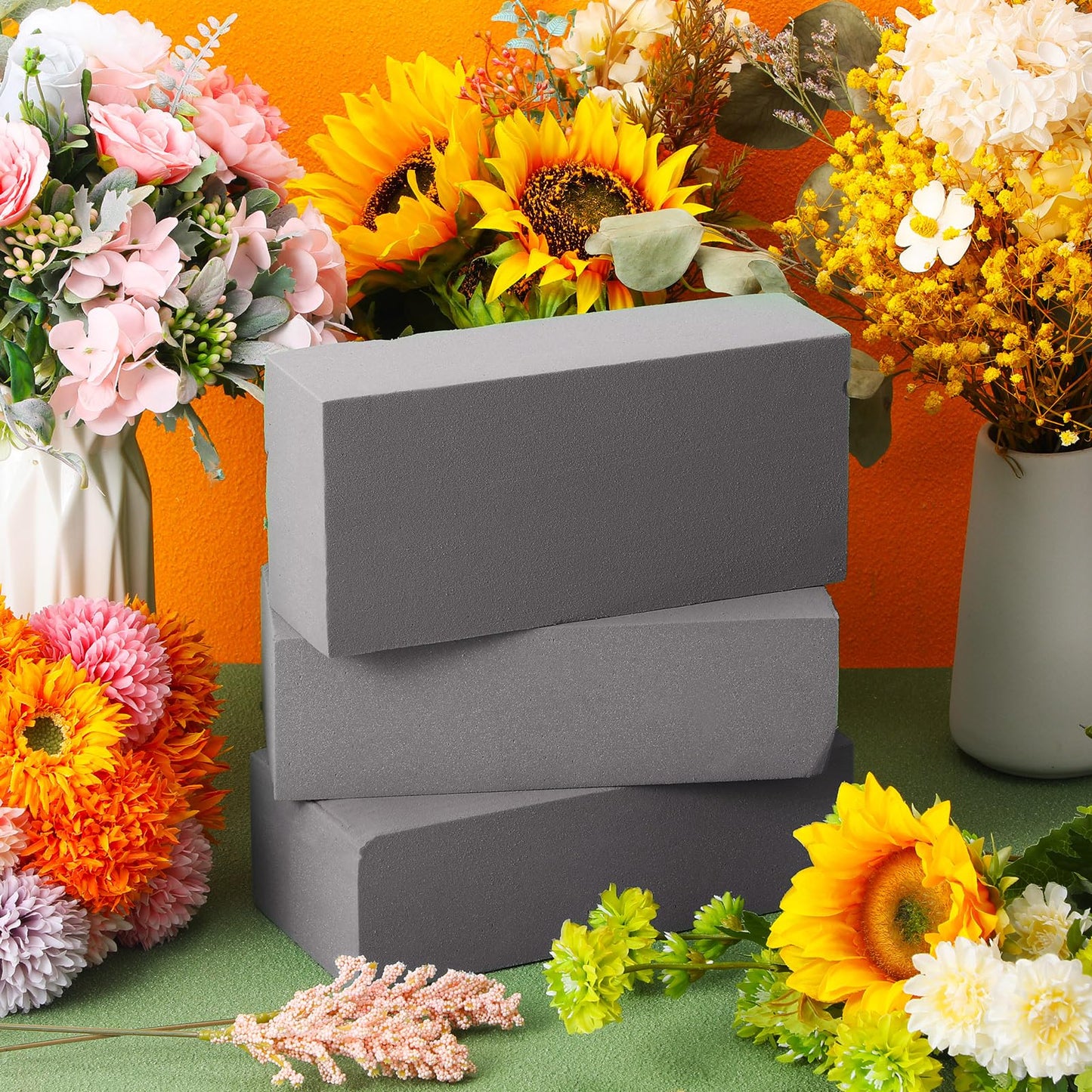 Pangda 30 Pieces Flower Foam Bulk 7.87 x 3.54 x 2.36" Dry Floral Foam Blocks Florist Bricks for Artificial Flower Arrangements Wedding Birthdays Home Office Garden Decorations, Gray