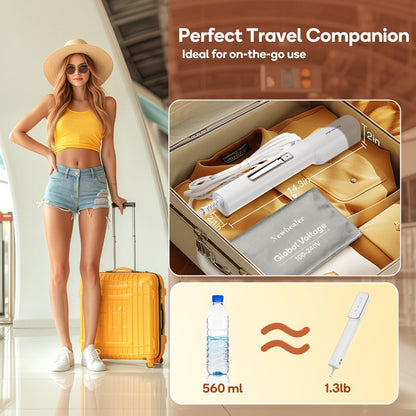 Newbealer 2in1 Travel Iron, 100-240V Clothes Steamer, 2 Steam Levels, Gold