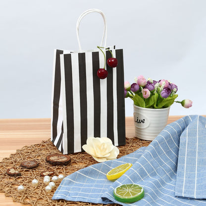 Ronvir 50Pcs Small Gift Bags,Black & White Striped Recycled Paper Bags