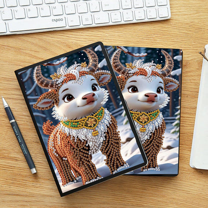 JZHYOAN Dairy Travel Drawing Message Art Notebook for Adult Diamond Painting Blank Notebook Kits DIY Special Shape Diamond Art Note Book Cross Stitch Mosaic Notepad for Office Work Desk Decoration