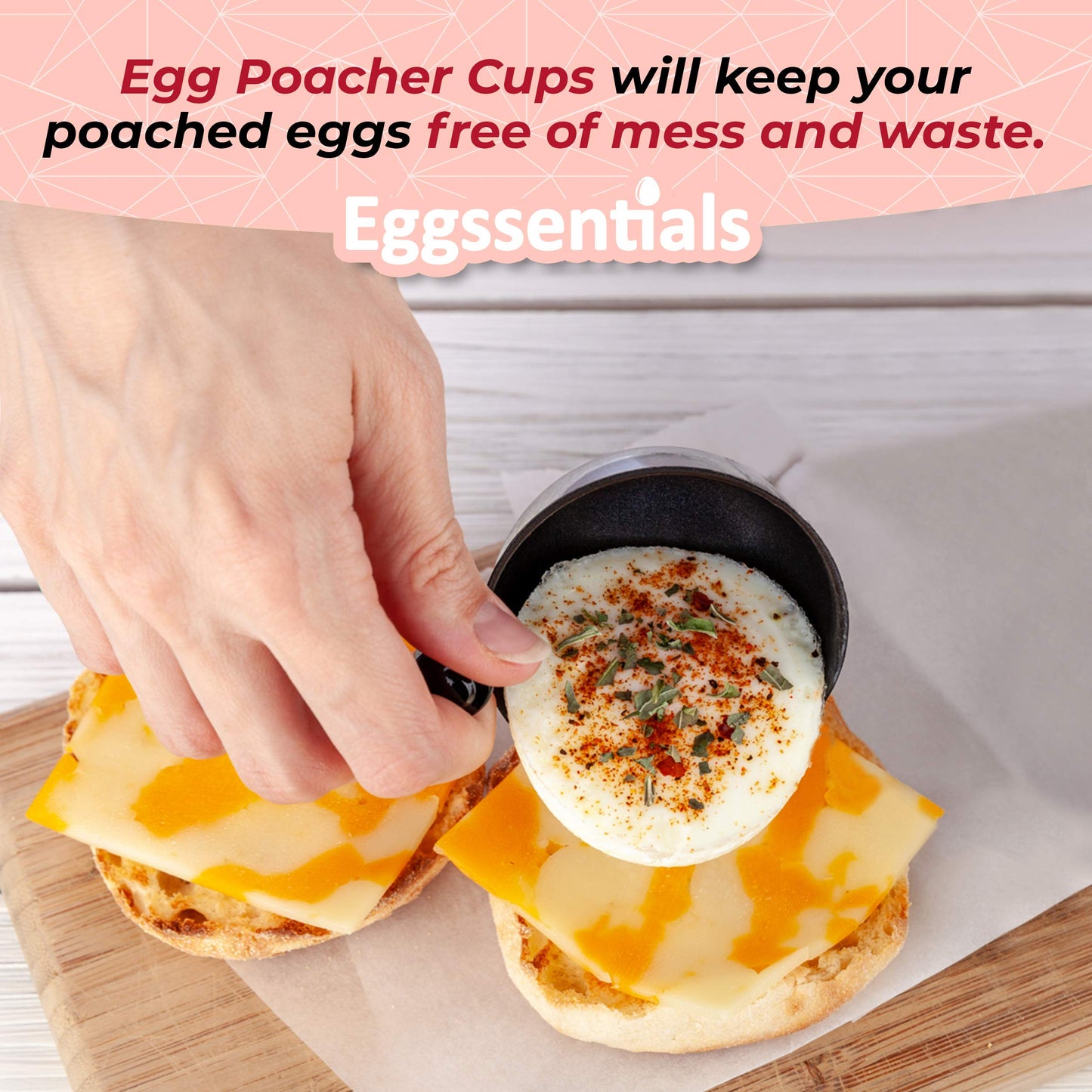 Eggssentials Egg Poacher Replacement Spare Stainless Steel 68mm in Diameter Anti-Stick PFOA Free Individual Removable Poaching Cups (6)