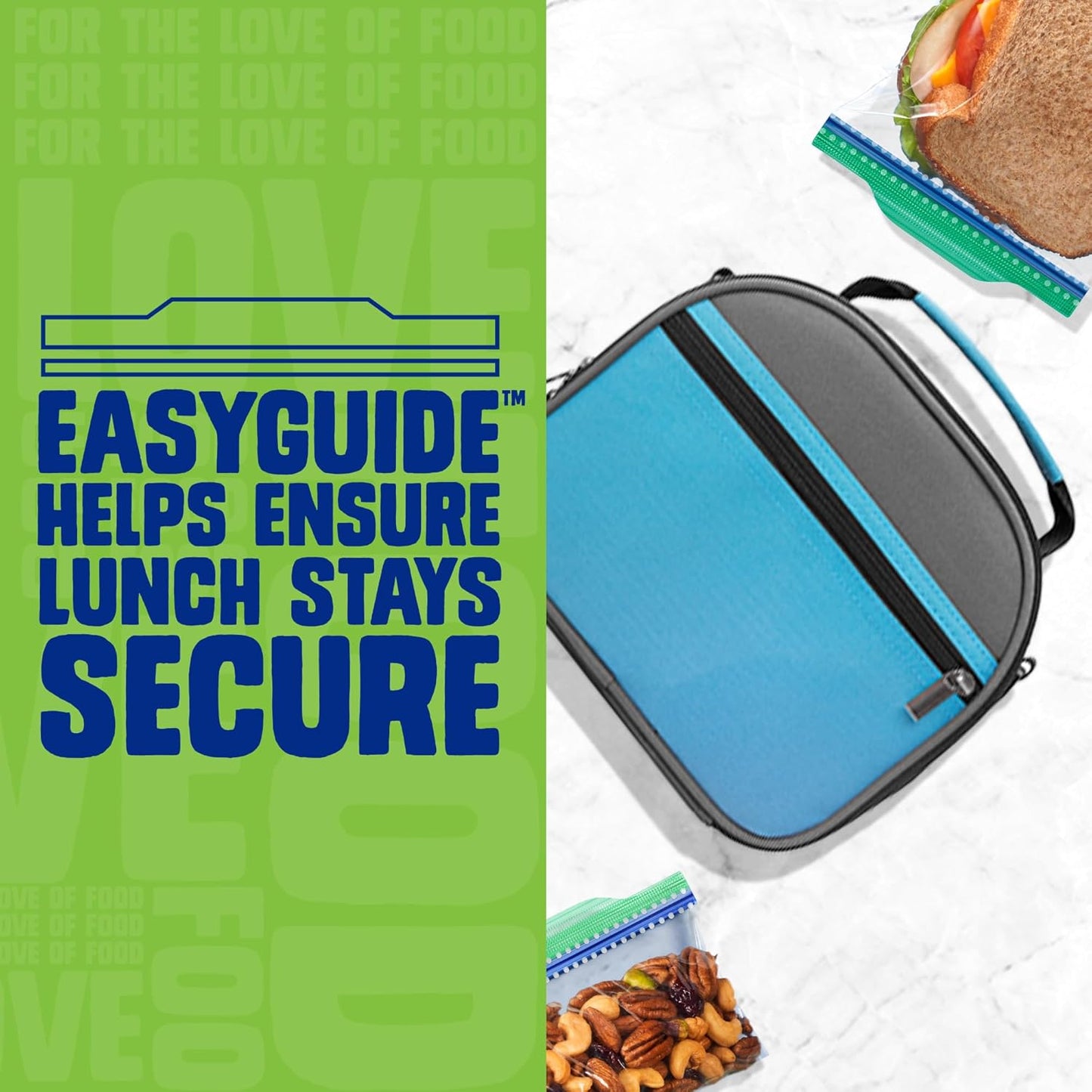 Ziploc XL Sandwich and Snack Bags with EasyGuide Texture, Plastic Storage Bags with Grip 'n Seal Technology, 90 Bags Total