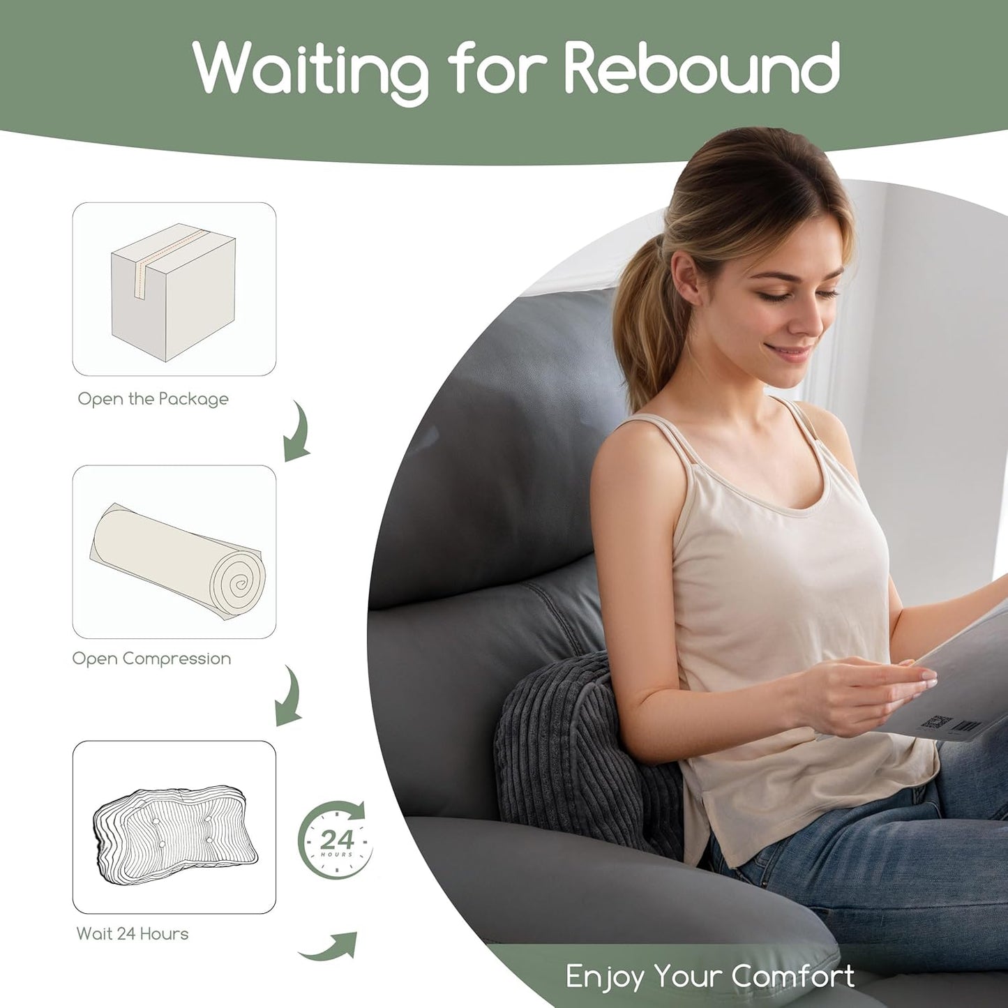 HIGOGOGO Lumbar Support Pillow for Recliner Chair/Accent Chair/Couch/Office Chair, Tufted Corduroy Back Support Cushion