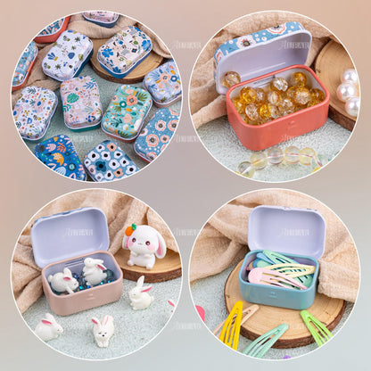 AUEAR, 10 Pack Vintage Flower Print Mini Tin Coin Box Rectangular Storage Boxes with Lid Tiny Trinket Case for Jewelry