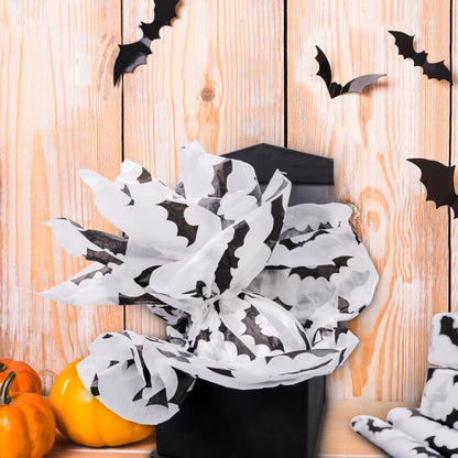 Hi Sasara 100 Black Bat Halloween Tissue Paper, 14 x 20 inch, Perfect for Gift Bags and Party Decorations