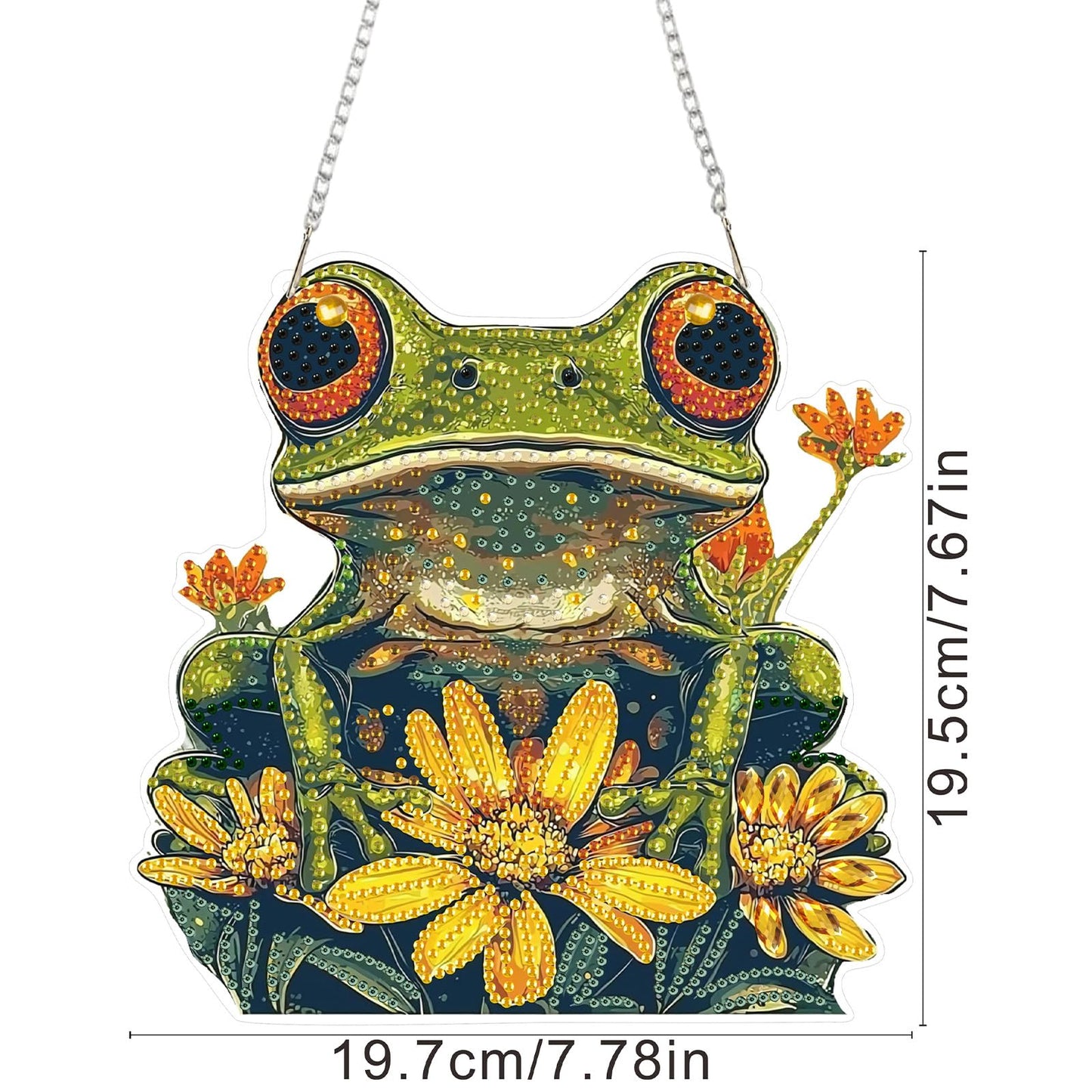 SENQAO Frog Diamond Art Hanging Kit for Adult, Special Shaped Rhinestone, DIY Acrylic 5D Diamond Art Painting Window Pendants Home Garden Wall Hanging Kits Hanging Ornament