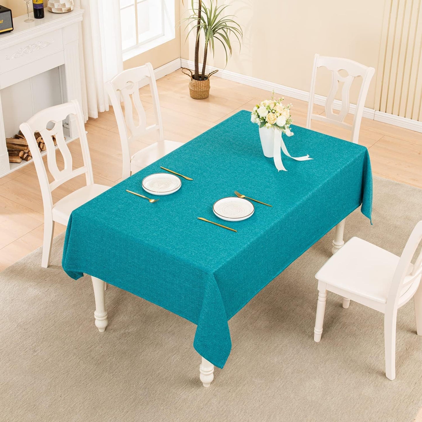 23.6x23.6) BALCONY & FALCON Small Square Tablecloth Washable Wrinkle Resistant and Water Proof Table Cloth Linen Fabric