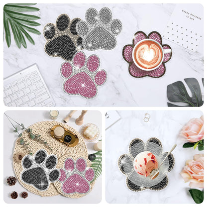 Lecqizu Diamond Art Coaster Set with Holder, DIY Sparkling Resin Painting, Gift for Family (Dog)