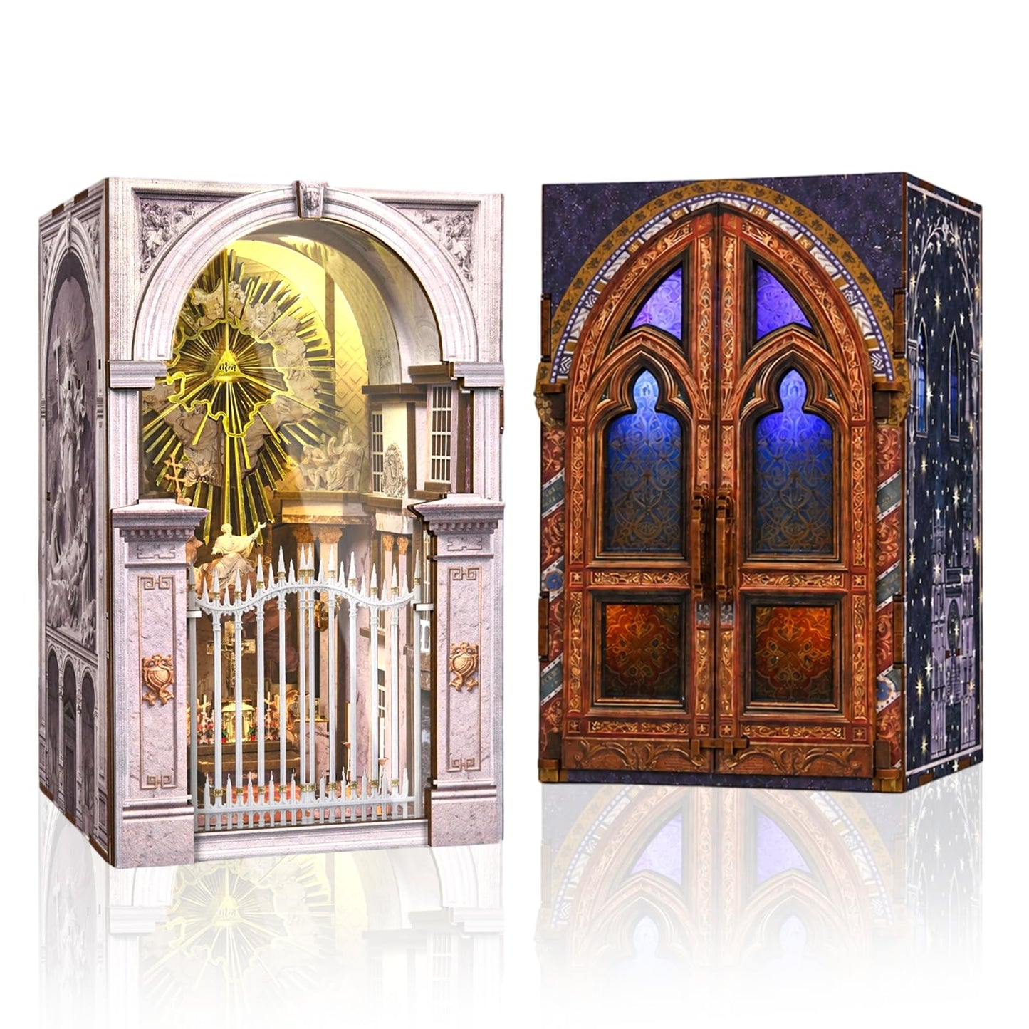 MiniCity 2 Pack Book Nook Kit, DIY Miniature House Kits for Adult and Teens, Dollhouse Tiny Booknook DIY Craft Gifts for Family and Friends