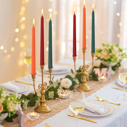 Gedengni Unscented Candlesticks Red Taper Candles,10 inches Dripless Tapered Candles Green Candle Sticks Orange Candlestick for Home Party Wedding Restaurant Holiday(8D12P-ORREGR)