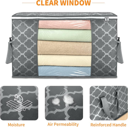 Skiennix 90L Large Storage Bag - Durable Organizer for Clothes, Bedding, Toys | 6 Pack