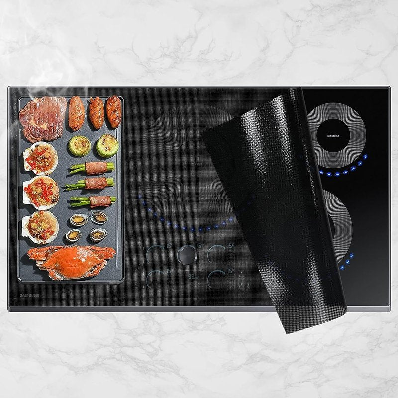 Cook's Aid Large Induction Cooktop Protector Mat 21.2x35.4 Inch,Translucent (Magnetic) Stove Top Cover for Electric Stove, Silicone Stove Mat for Glass Top Stove,Glass Top Stove Cover (LTSICT1)