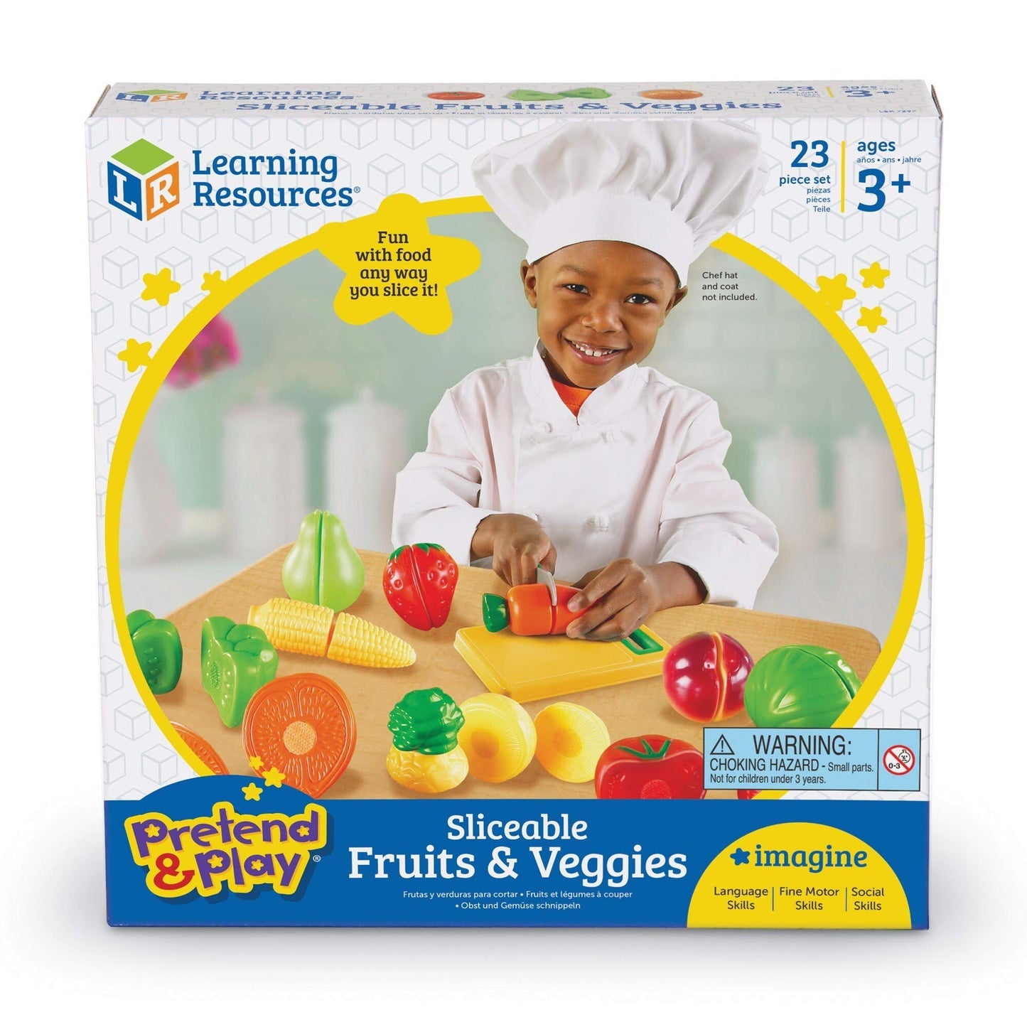 Learning Resources Pretend & Play Fruit, Cutting Fruits and Veggies Toy, Kids Play Food, Plastic Fruit & Veggies, Kitchen Toy, Ages 3+, Multi-Color