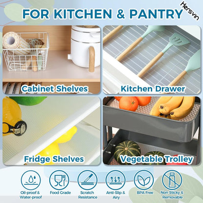 Hersvin Shelf Liners 24 in x 30 ft EVA Drawer Mats, Non-Adhesive Cupboard Protector, Kitchen Cabinet Lining Fridge Liner (Clear Stripe, 61x915cm)