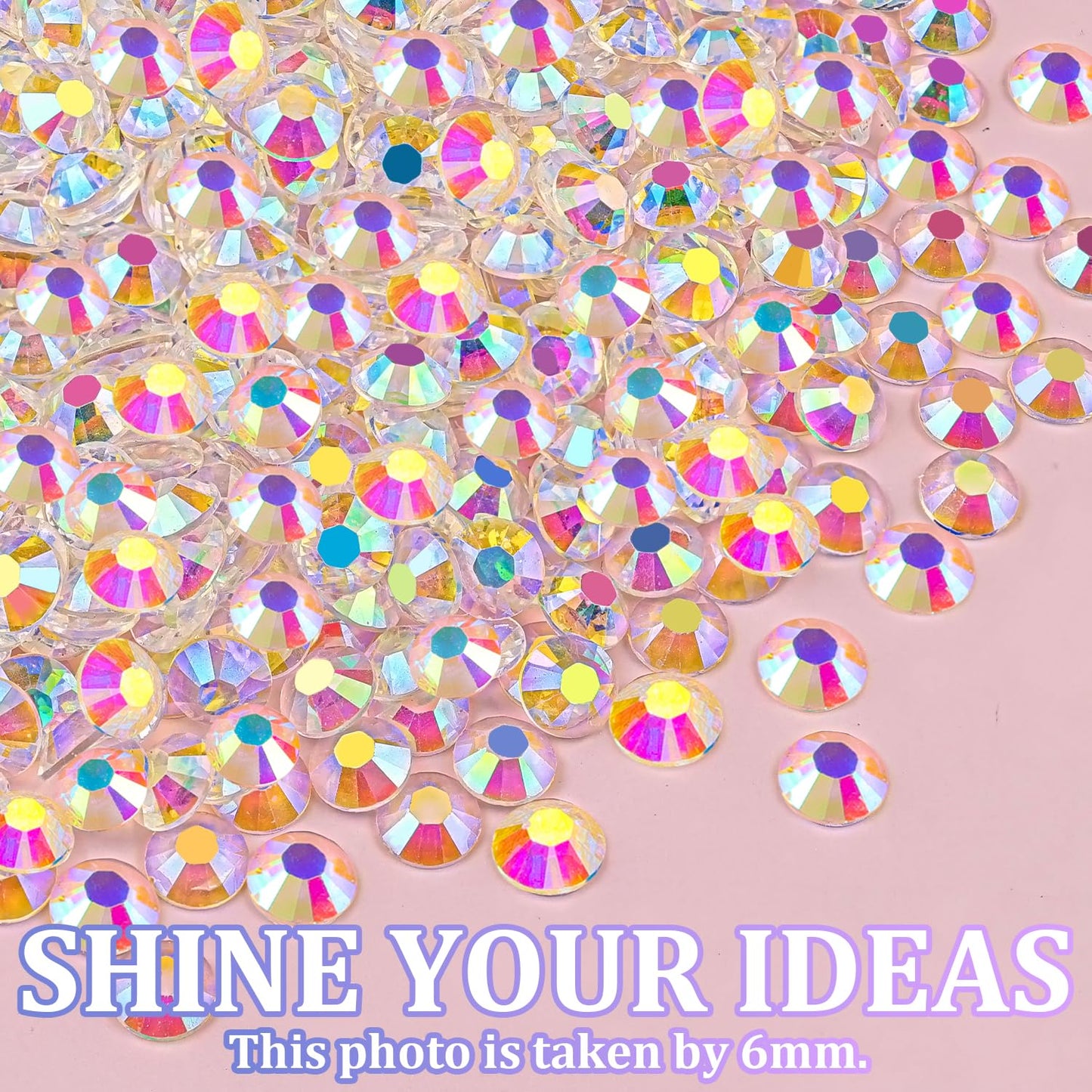 25000Pcs Resin Rhinestones for Crafting, Transparent AB 2-6mm Mixed Sizes Non Hotfix Flatback Gems with 1Pcs Glue, Bedazzling Crystal for DIY Craft Clothing Mugs Tumblers Shoes Fabric Decor Nail Art