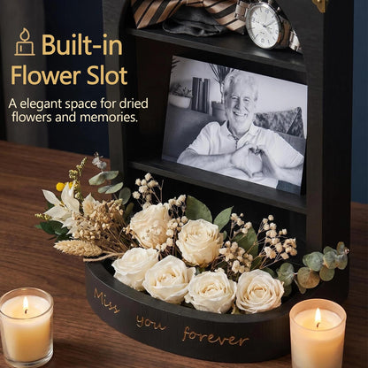 DGWJSU Shadow Box Frame, 8.66x12.5″ Sympathy Gifts for Loss of Loved One, Keepsake Box, Shadow Boxes Display Cases Flower, Photos, Memorial Gifts, Sympathy Gifts, Celebration of Life, Black