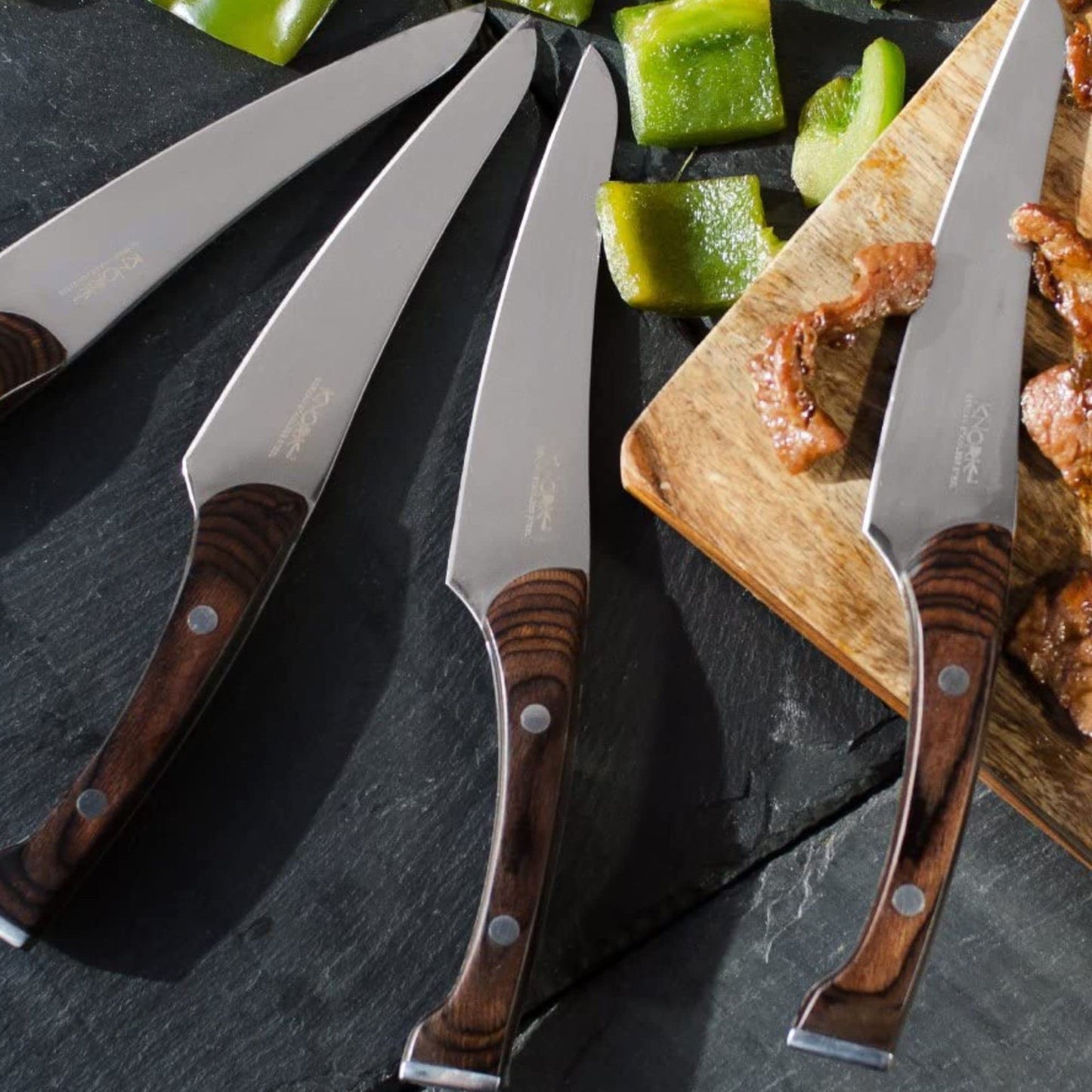 Knork Pakkawood Walnut Paring Knife, 3.5 Inch High Carbon Stainless Steel, 2 Piece Set