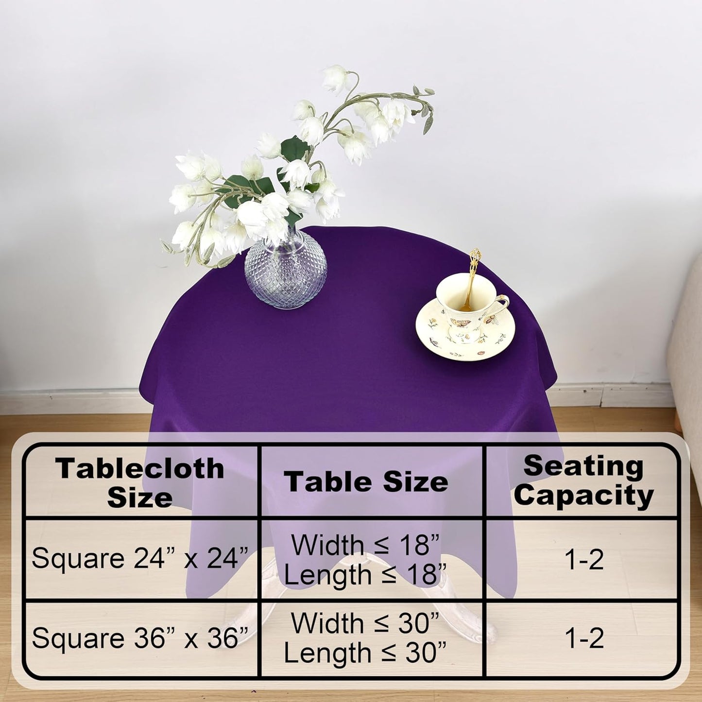 Viiamacki 2PCS 24 24 Inch, Square Small Tablecloth, x Stain and Wrinkle Resistant Machine Washable Polyester Table