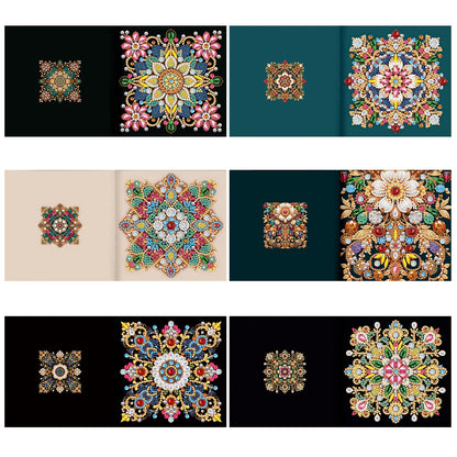 pigpigboss 6 Packs Mandala Diamond Art Greeting Card Kit, Flower Birthday Cards Paint with Diamonds, Special Shaped Diamond Painting Dots Cards Crafts for Adult Holiday Wishes and Blessing
