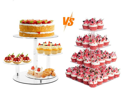YestBuy Cupcake Stand, Round Cake Stand, 4 Tier Cupcakes and Cakes Comb for 8-12 Inch Cakes, Tiered Cupcake Tree Tower, Clear Dessert Display Stand for Dessert Table Wedding Birthday Party