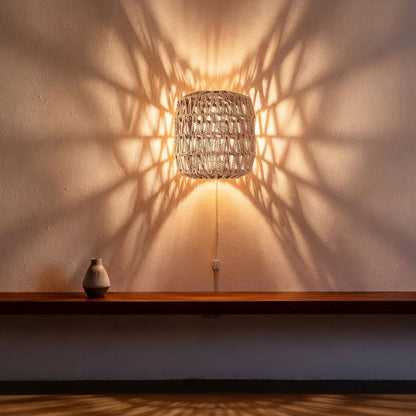 Baquler 4 Pcs Lamp Shade Pendant Light Shade Woven Lampshade Hanging Replacement Light Covers Boho Lamp Cover Home Decor, Farmhouse Rustic Wall Sconces for Table Lamps Floor Lamps