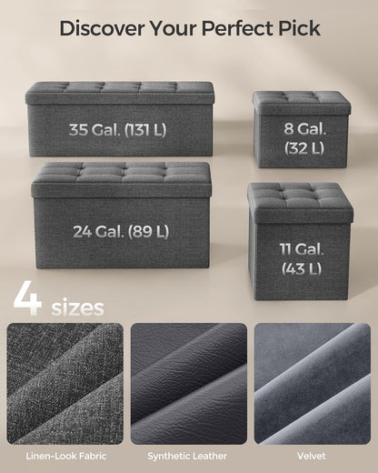 12.2 16.1 12.2 Inches, 286 lb ULSF102G01 SONGMICS Mazie Collection - Small Folding Storage Ottoman, Foot Rest Stool, x